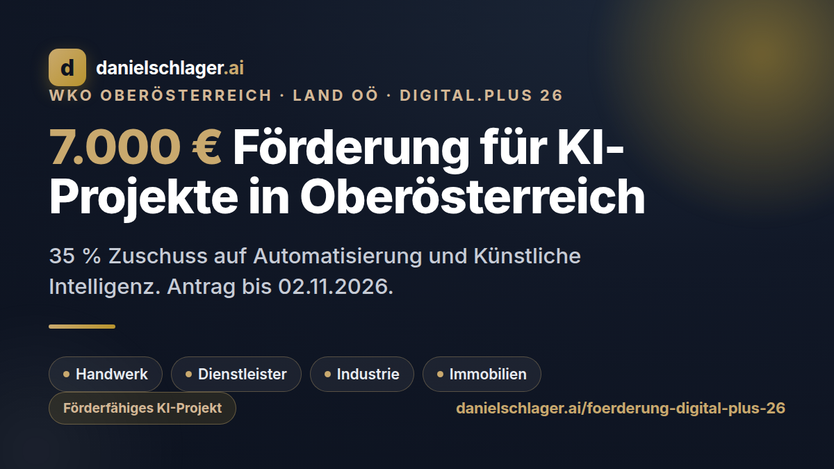 Förderung DIGITAL.PLUS 26 der WKO Oberösterreich für KI-Projekte