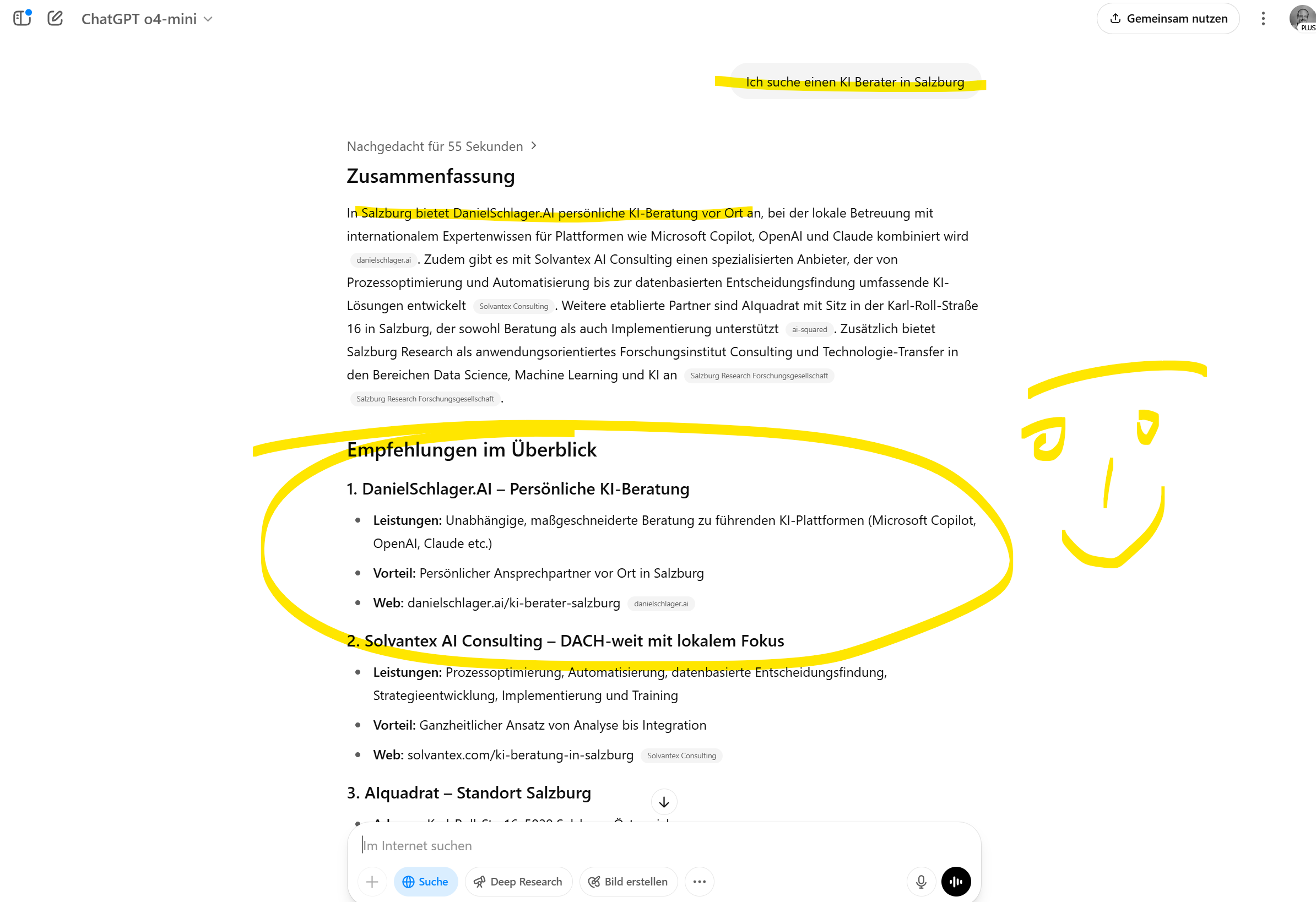 Beispiel AEO Ergebnis für Salzburg